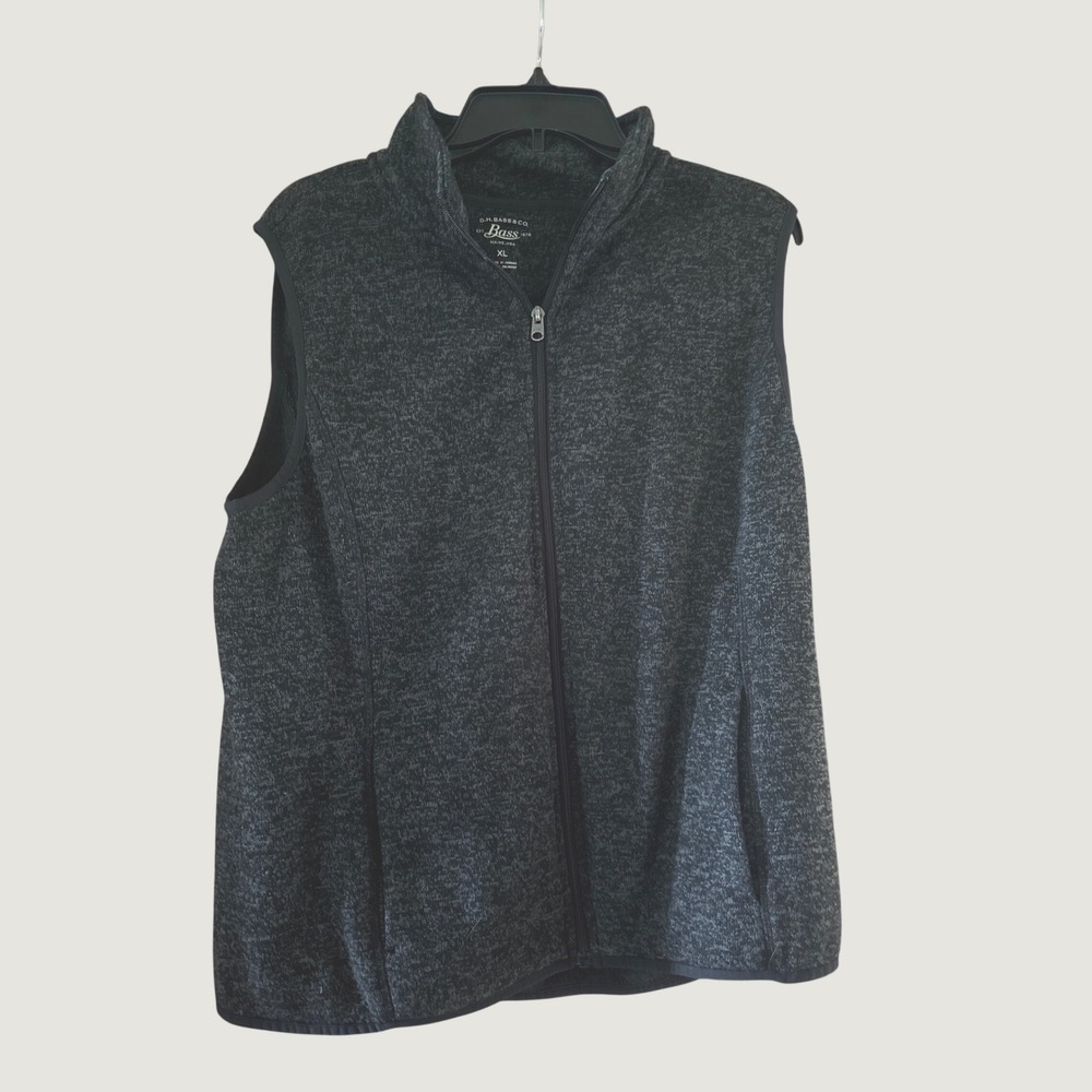 GH Bass Sweater Vest Womens XL Charcoal Gray Excellent Full Zip Fleece Lined